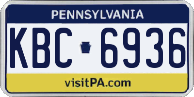 PA license plate KBC6936