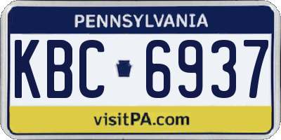 PA license plate KBC6937