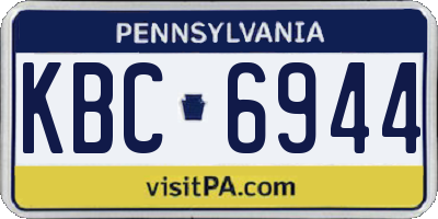 PA license plate KBC6944
