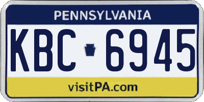 PA license plate KBC6945