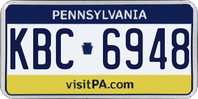PA license plate KBC6948