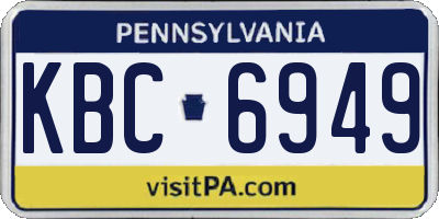 PA license plate KBC6949
