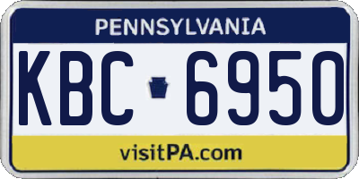 PA license plate KBC6950