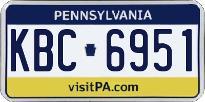 PA license plate KBC6951