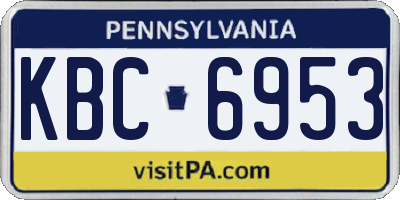 PA license plate KBC6953