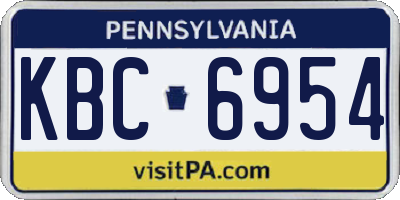 PA license plate KBC6954