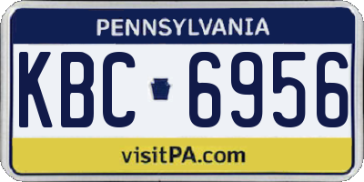 PA license plate KBC6956