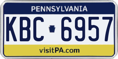 PA license plate KBC6957