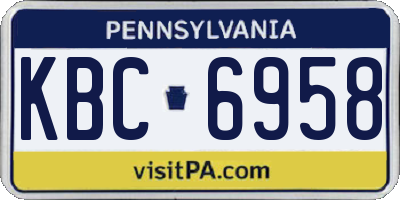 PA license plate KBC6958