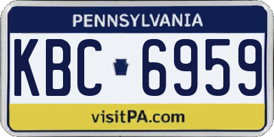 PA license plate KBC6959