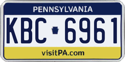 PA license plate KBC6961