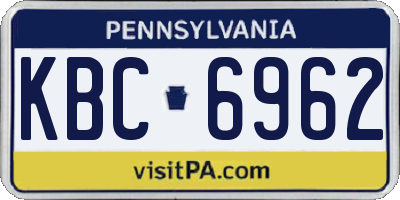 PA license plate KBC6962