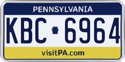 PA license plate KBC6964