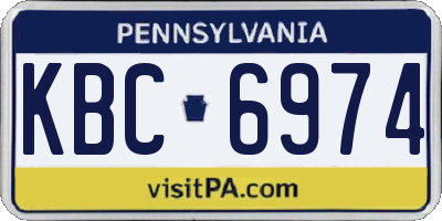 PA license plate KBC6974