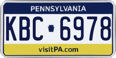 PA license plate KBC6978