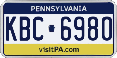 PA license plate KBC6980