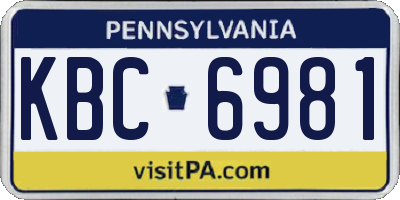 PA license plate KBC6981