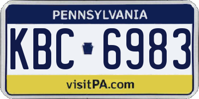 PA license plate KBC6983