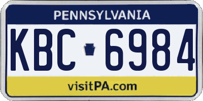 PA license plate KBC6984