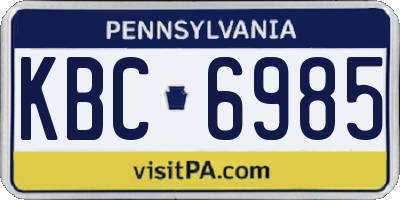 PA license plate KBC6985