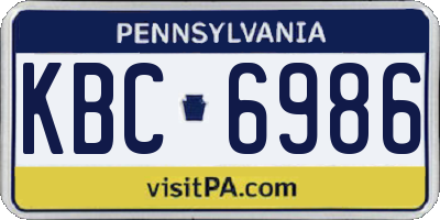 PA license plate KBC6986