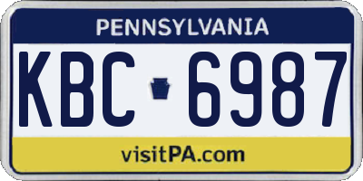 PA license plate KBC6987