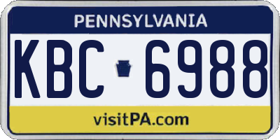 PA license plate KBC6988