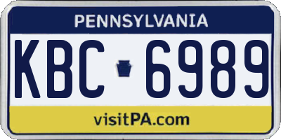 PA license plate KBC6989