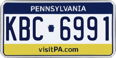 PA license plate KBC6991