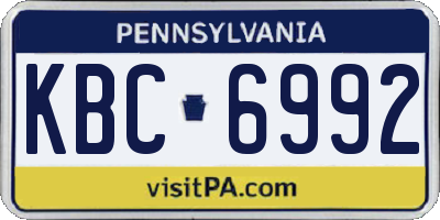 PA license plate KBC6992