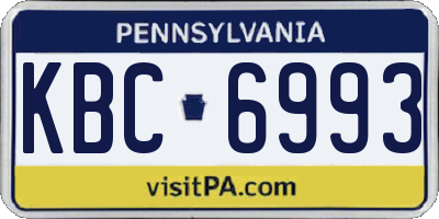 PA license plate KBC6993