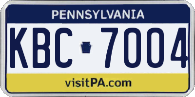 PA license plate KBC7004