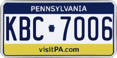PA license plate KBC7006