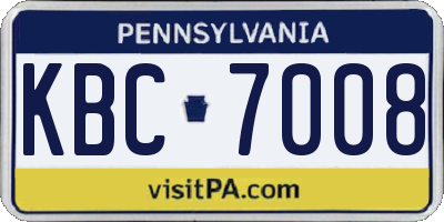 PA license plate KBC7008