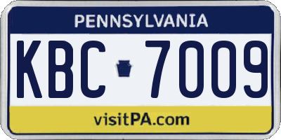 PA license plate KBC7009