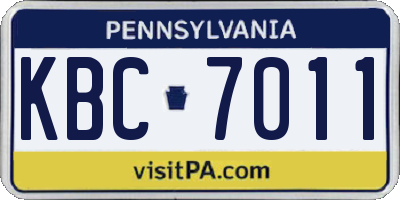 PA license plate KBC7011