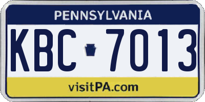 PA license plate KBC7013