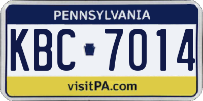PA license plate KBC7014