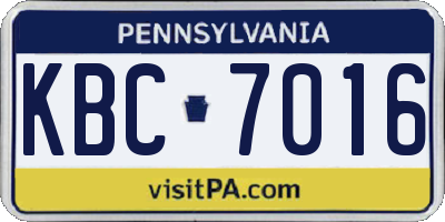 PA license plate KBC7016