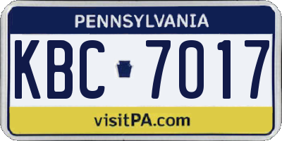 PA license plate KBC7017