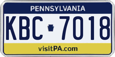 PA license plate KBC7018