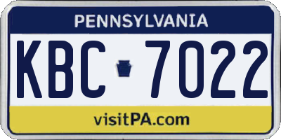 PA license plate KBC7022