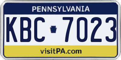 PA license plate KBC7023