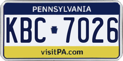 PA license plate KBC7026