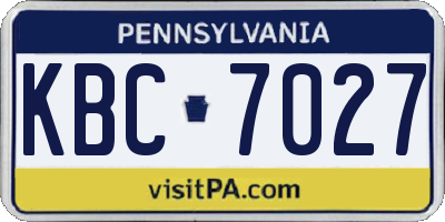PA license plate KBC7027