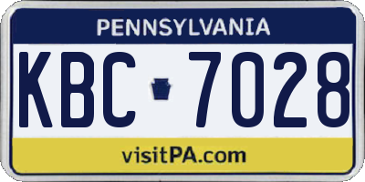 PA license plate KBC7028