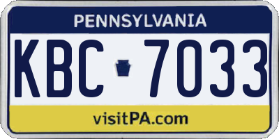 PA license plate KBC7033