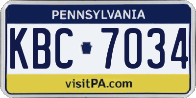 PA license plate KBC7034