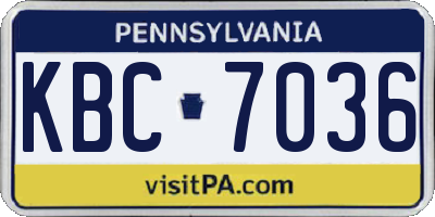 PA license plate KBC7036