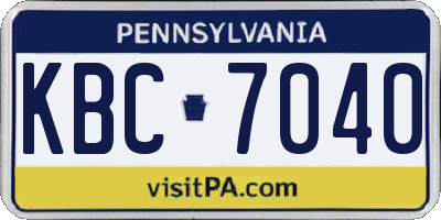 PA license plate KBC7040